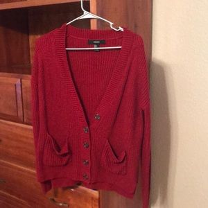 Red cardigan